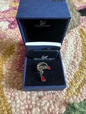 Swarovski Disney Angelica Ring 55 Red Dangling Crystal Sword Box, Tag, & Booklet